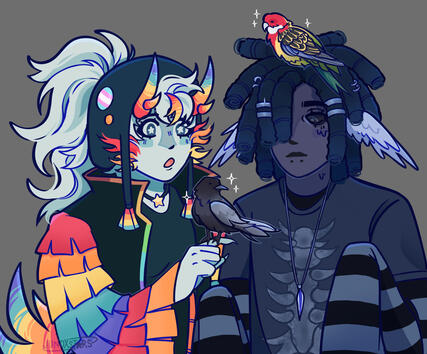 flat colored half body