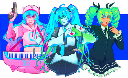 flat colored half body